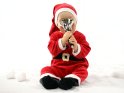 Baby im Weihnachtskostüm mit einer silbernen Handglocke
