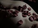 Erotisches Foto von einem Po mit roten Rosenblttern