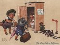 Die Eisenbahnschaffnerin 
Antike Postkarte mit einem Motiv von Arthur Thiele (1860-1936)