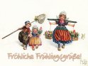 Fröhliche Frühlingsgrüße! 
Antike Postkarte mit einem Motiv von Arthur Thiele (1860-1936)