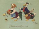 Fröhliche Ostern 
Antike Postkarte mit einem Motiv von Arthur Thiele (1860-1936)