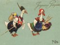 Joyeuses Pâques 
Frohe Ostern auf Französisch 
Antike Postkarte mit einem Motiv von Arthur Thiele (1860-1936)