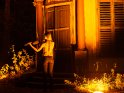Bratschenspielerin mit Bratschen-Bodypainting bei Nacht