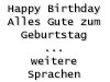 Geburtstagsgrüße (versch. Sprachen)